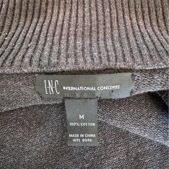 INC Men's Argyle Zip Cardigan Sweater M Gray Preppy Dad Grandpa Full Zip Church - Picture 6 of 6